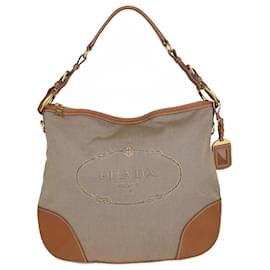 Prada-Prada Brown/Beige Logo Jacquard Hobo-Beige