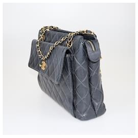 Chanel-Chanel Black Vintage Front Pocket Bag-Black