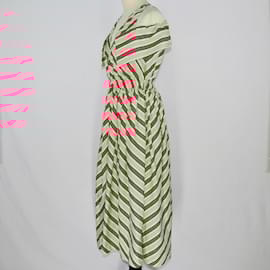 Fendi-Fendi - Robe longue plissée à rayures multicolores-Multicolore