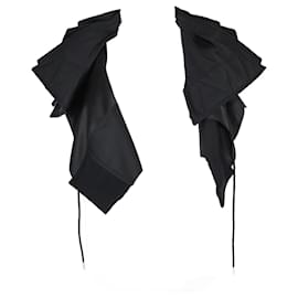 Sacai-Sacai White/Black Pleated Sleeve Shirt Dress-Black