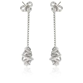 David Yurman-David Yurman Boucles d'oreilles pendantes avec chaîne à diamants croisés en argent sterling 0.22 ctw-Autre