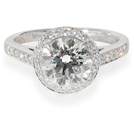 Tiffany & Co-TIFFANY & CO. Halo Engagement Ring in Platinum G VVS2 1.66 ctw-Other