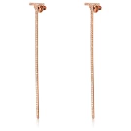 Tiffany & Co-TIFFANY & CO. Tiffany T Elongated Wire Bar  Earrings in 18k Rose Gold 0.47 ctw-Other