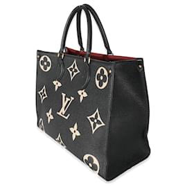 Louis Vuitton-Louis Vuitton Nero Beige Monogram Giant Empreinte Onthego MM-Nero,Beige