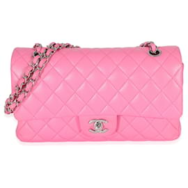 Chanel-Borsa con patta classica foderata media Chanel in pelle di agnello trapuntata rosa-Rosa