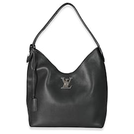 Louis Vuitton-Louis Vuitton Cuir de veau noir Lockme Hobo-Noir