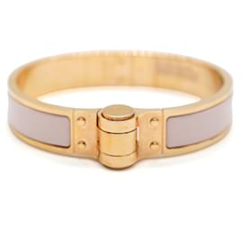 Hermès-Hermès Rose Candeur Enamel Rose Gold Charniere Uni Narrow Hinged Bracelet-Other