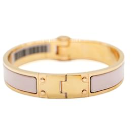 Hermès-Hermès Rose Candeur Emaille-Roségold-Charniere-Uni-Armband mit schmalem Scharnier-Andere