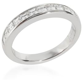 Tiffany & Co-TIFFANY & CO. Aliança de Casamento Half Eternity em Platina 0.71 Diamantes Quadrados Ctw-Outro