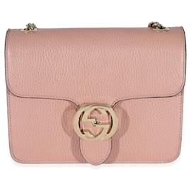 Gucci-Gucci Petit sac à chaîne G entrelacé en cuir de veau rose doux-Rose