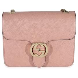 Gucci-Gucci Soft Pink Dollar calf leather Small Interlocking G Chain Bag-Pink