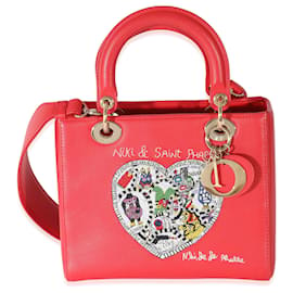 Christian Dior-Christian Dior Couro de bezerro vermelho flexível Niki de Saint Phalle Medium Lady Dior-Vermelho