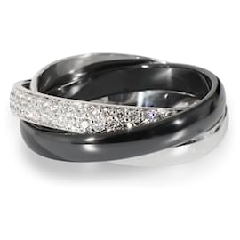 Cartier-Cartier Trinity Ring with Ceramic & Diamond in 18K white gold 0.45 ctw-Other