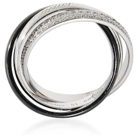 Cartier-Cartier Trinity Ring with Ceramic & Diamond in 18K white gold 0.45 ctw-Other