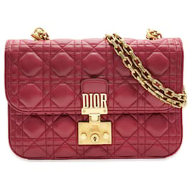 Christian Dior-Christian Dior Bordeaux Lambskin Cannage Medium Dioraddict Flap Bag-Red