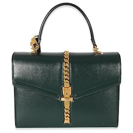 Gucci-Gucci Green Leather Small 1969 Sylvie Top Handle Bag-Green