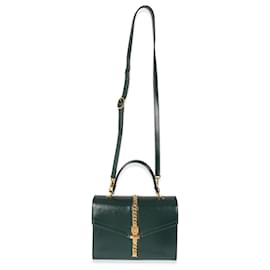 Gucci-Gucci Grünes Leder Klein 1969 Sylvie-Tasche mit Henkel-Grün