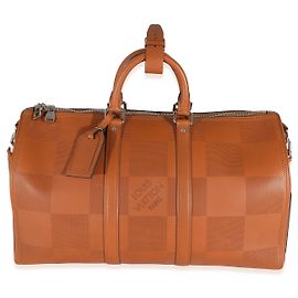 Louis Vuitton Cognac Nomade Grand Damier Keepall Bandoulière 45 Marrom