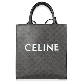 Céline-Celine Black Triomphe Canvas Mittelgroße vertikale Cabas-Tasche-Schwarz