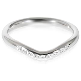 Tiffany & Co-TIFFANY & CO. Elsa Peretti Curved Wedding Band in Platinum 0.07 ctw-Other