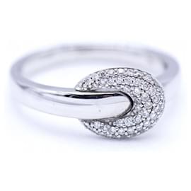 Autre Marque-Anillo Hebilla en Oro blanco y Diamantes.-Plata