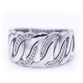 Autre Marque-Breiter Ring aus Weißgold mit Diamanten.-Silber