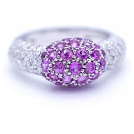 Autre Marque-Ring aus Weißgold mit Diamanten und rosa Saphiren.-Silber,Dunkelviolett