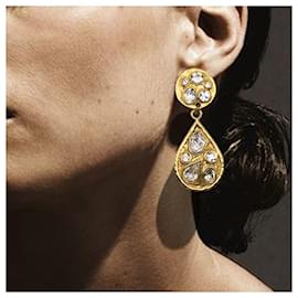 Autre Marque-VINTAGE EDOUARD RAMBAUD – Drop Rhinestones Earrings-Gold hardware