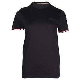 Camiseta Moncler de rayas de algodón negro Negro