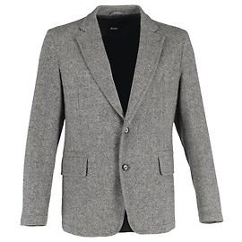Hugo Boss Boss Single-Breasted Blazer in Gray Wool Brown