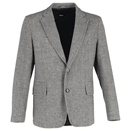 Hugo Boss-Boss Single-Breasted Blazer in Gray Wool-Brown