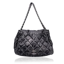 Chanel-Rock in Moscow Abstract Print Nylon Accordion Flap Bag-Grey