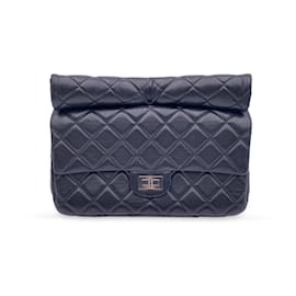 Chanel-2010s Black Quilted Leather Reissue Roll 2.55 Clutch Bag-Black