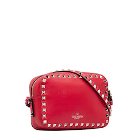 & Other Stories-Leather Rockstud Crossbody Camera Bag-Red