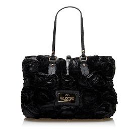 & Other Stories Valentino Flower Handbag Black Polyester Leather Black