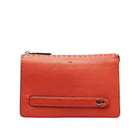 Fendi-Fendi Selleria Clutch Bag  Leather Clutch Bag 7VA350 in Good condition-Orange