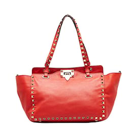 & Other Stories-Leather Rockstud Handbag-Red