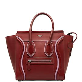 Céline-Micro Leather Luggage Tote-Red