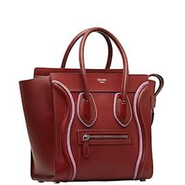 Céline-Micro Leather Luggage Tote-Red