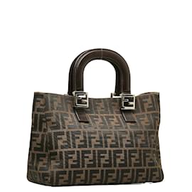 Fendi-Zucca Canvas Handbag 26693-Brown