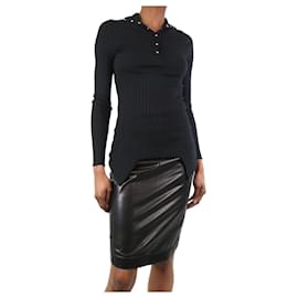 Stella Mc Cartney-Schwarzes Poloshirt aus Rippstrick – Größe UK 6-Schwarz