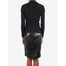 Stella Mc Cartney-Schwarzes Poloshirt aus Rippstrick – Größe UK 6-Schwarz