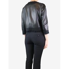 Dolce & Gabbana-Black lace-trimmed leather jacket - size UK 12-Black