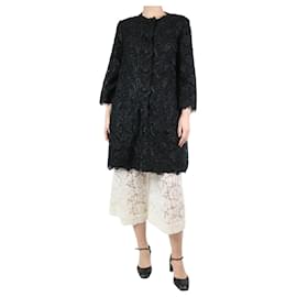 Dolce & Gabbana-Black floral embroidered coat - size UK 10-Black