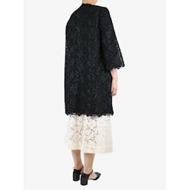 Dolce & Gabbana-Abrigo negro con bordado floral - talla UK 10-Negro