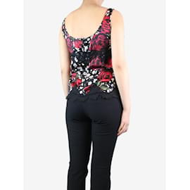 Dolce & Gabbana-Multicoloured sleeveless floral silk top - size UK 12-Multiple colors