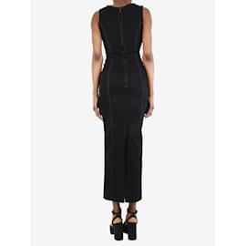 Alessandra Rich-Black bejewelled denim maxi dress - size UK 6-Black