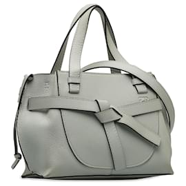 Loewe-Bolso satchel gris con asa superior Mini Gate de Loewe-Gris