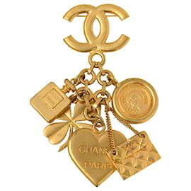 Chanel-Broche à breloques icône en or Chanel-Doré