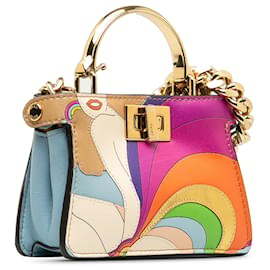 Fendi-Fendi Blue Nano Rainbow Inlay Peekaboo Umhängetasche-Blau,Andere